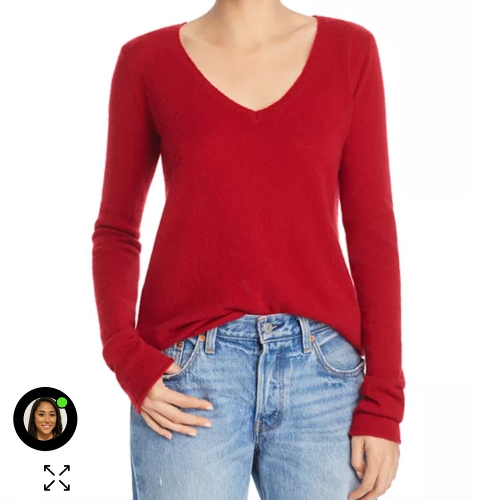 NWT ATM Anthony Thomas Melillo Red V-Neck Cashmere Sweater